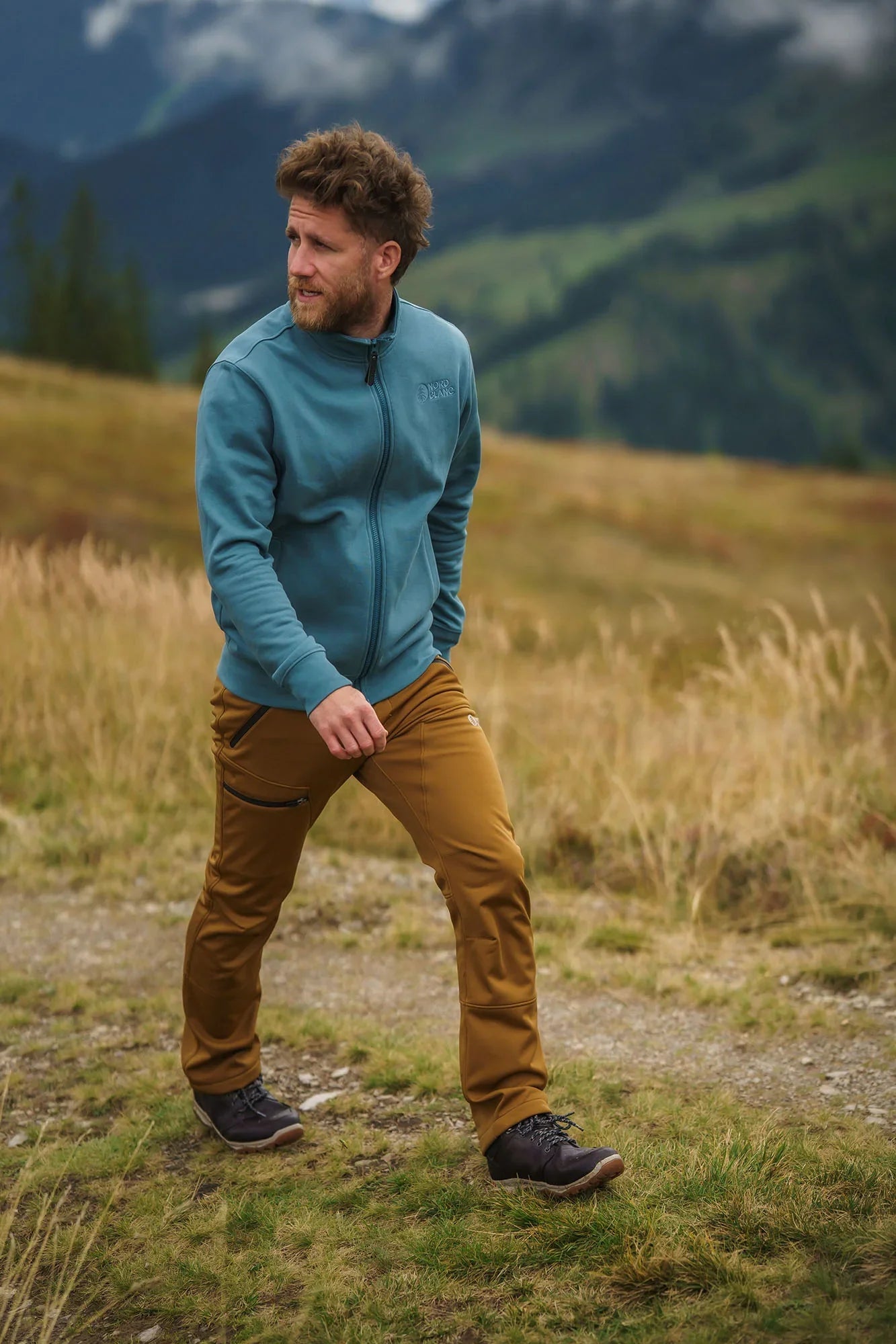 Softshell waterproof pants with fleece men's - THORN brown-3