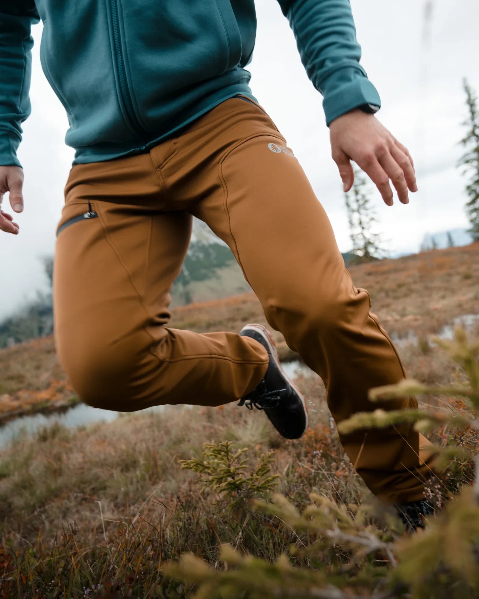 Softshell waterproof pants with fleece men's - THORN brown-5
