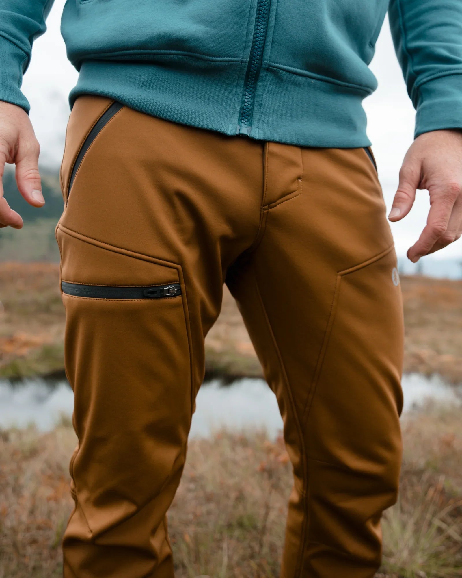 Softshell waterproof pants with fleece men's - THORN brown-6