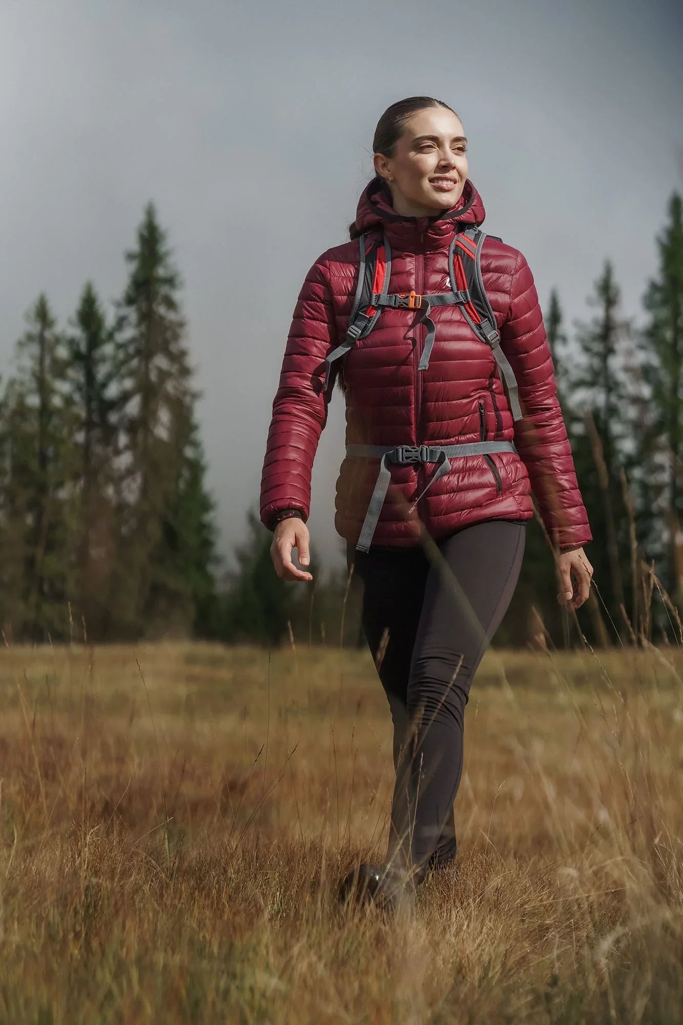 Quilted jacket women's - VALE wine red-5