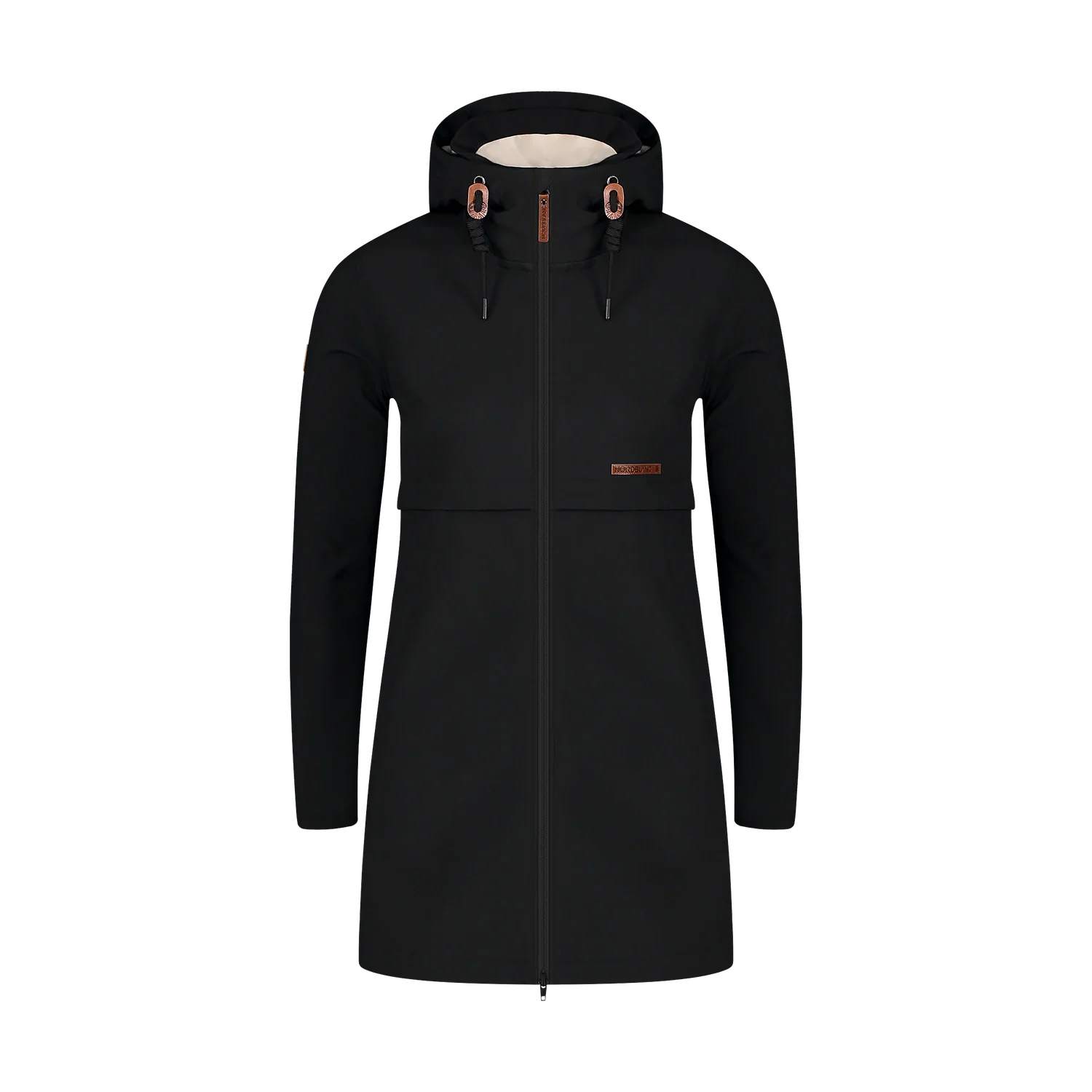 Geacă lungă softshell cu fleece pentru femei - CALYPSO neagră-1