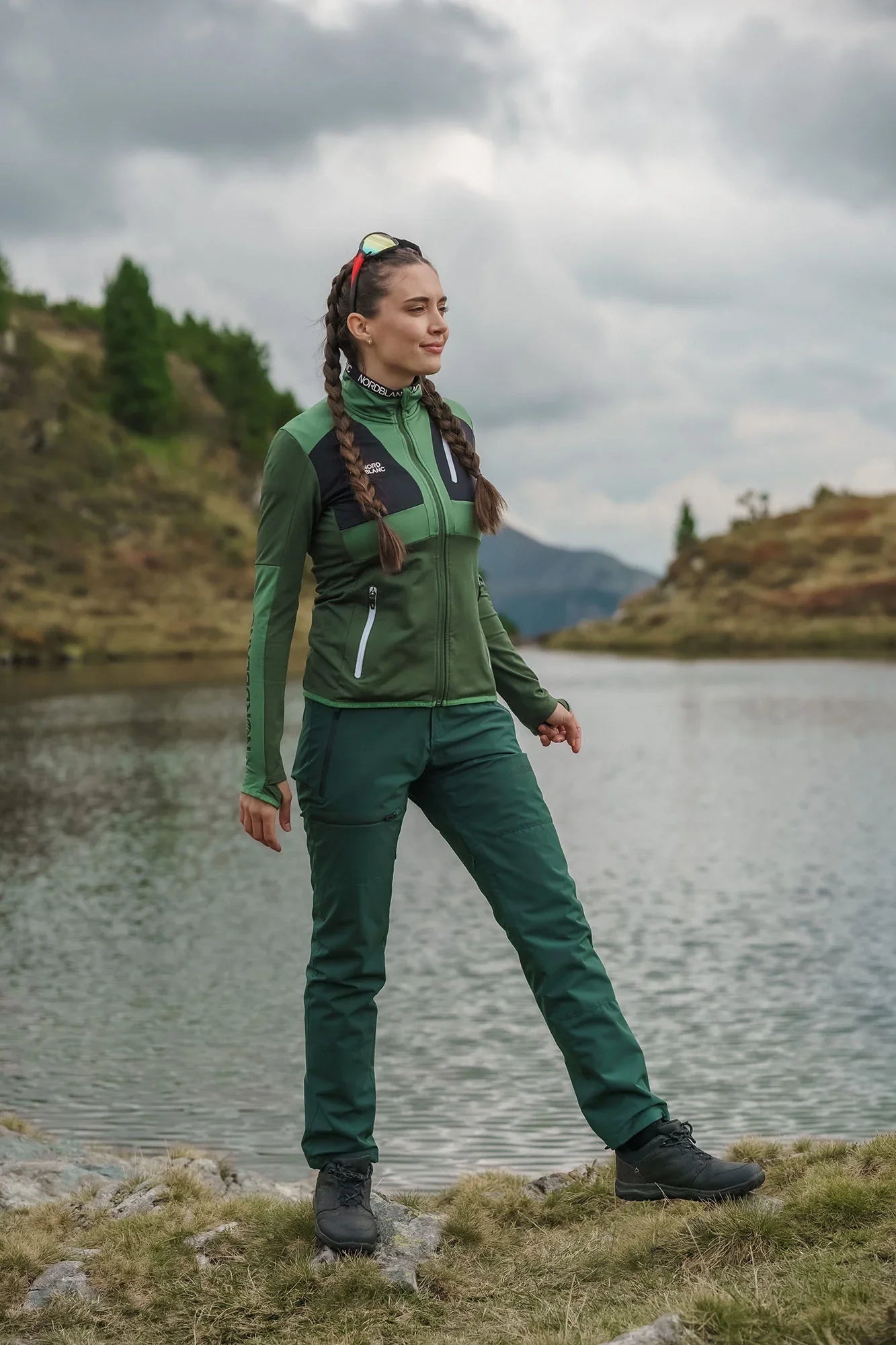 Zateplené nepromokavé outdoorové kalhoty dámské - FLOE tmavě zelené-3
