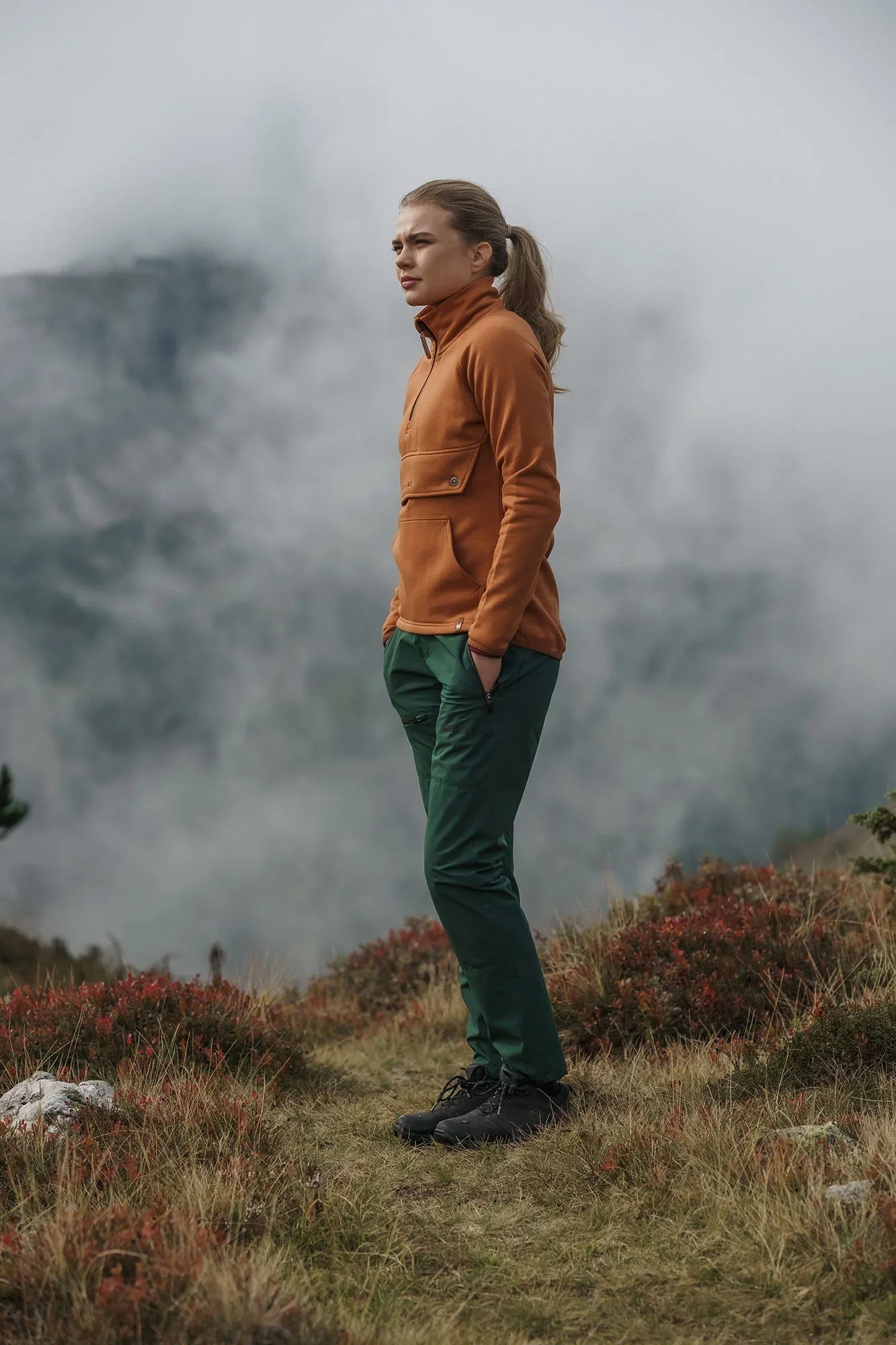 Zateplené nepromokavé outdoorové kalhoty dámské - FLOE tmavě zelené-5