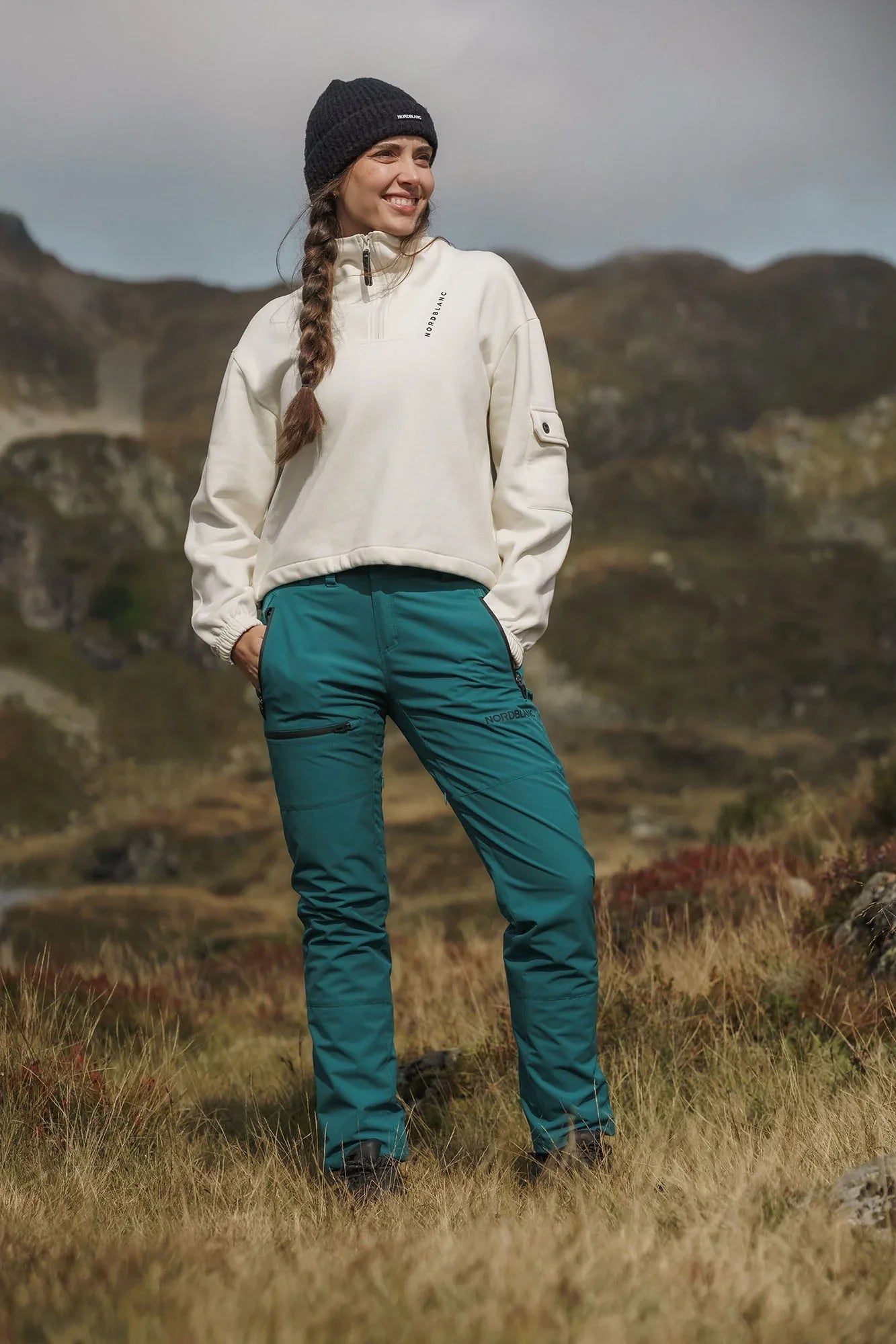Outdoor waterproof pants with fleece women's - FLOE green-5