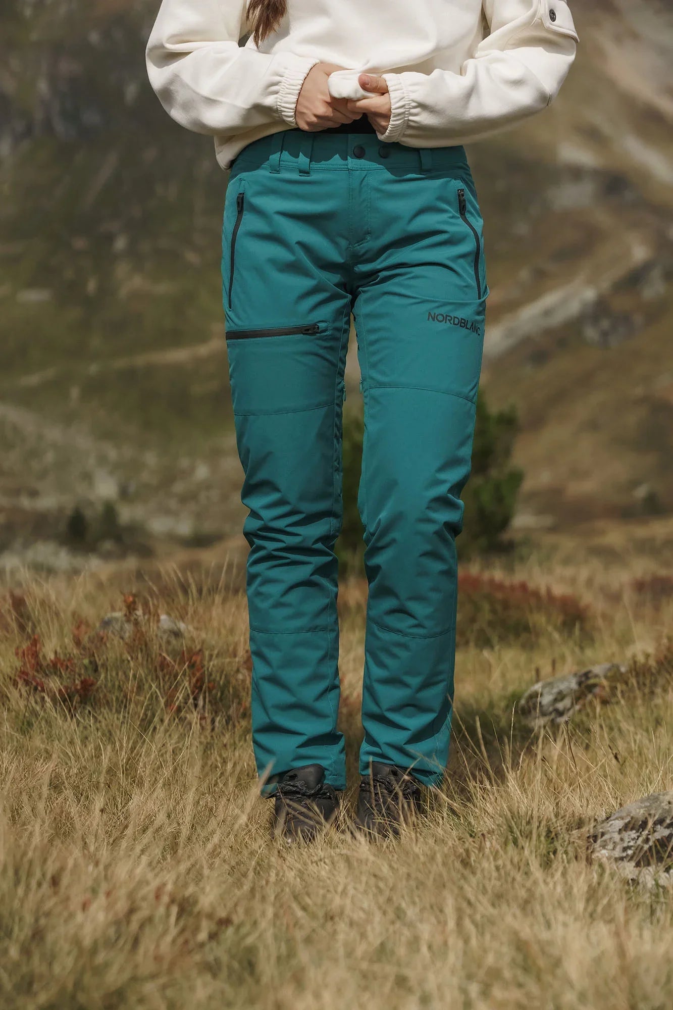 Outdoor waterproof pants with fleece women's - FLOE green-7