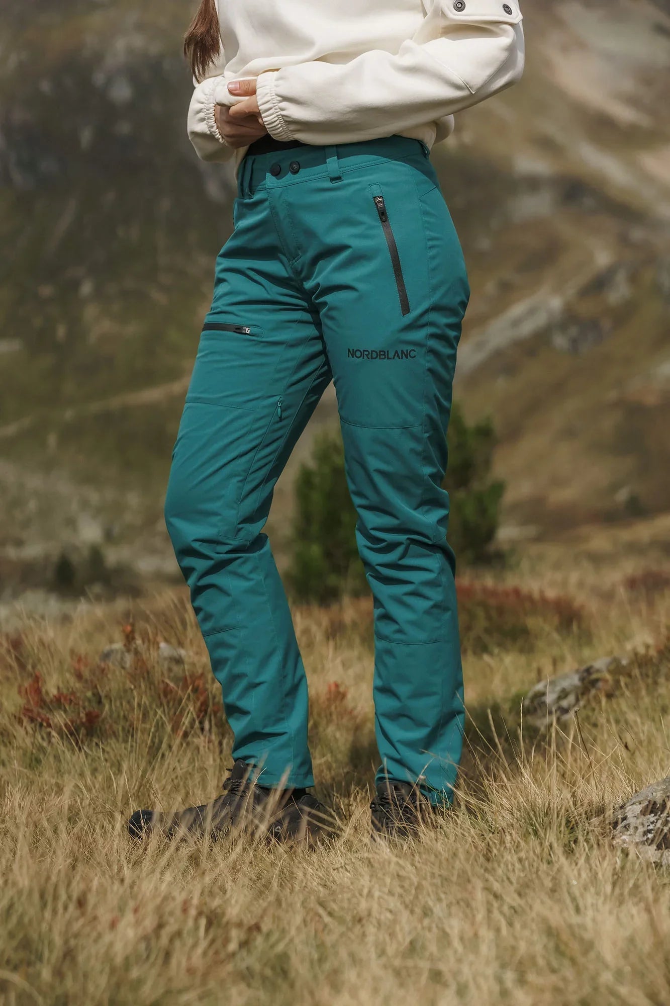 Outdoor waterproof pants with fleece women's - FLOE green-8