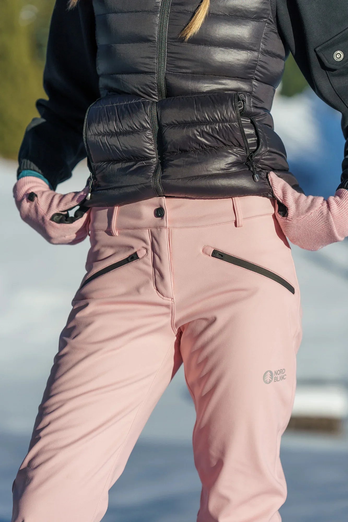Vodootporne softshell hlače od flisa ženske - SWEEP ružicaste-5