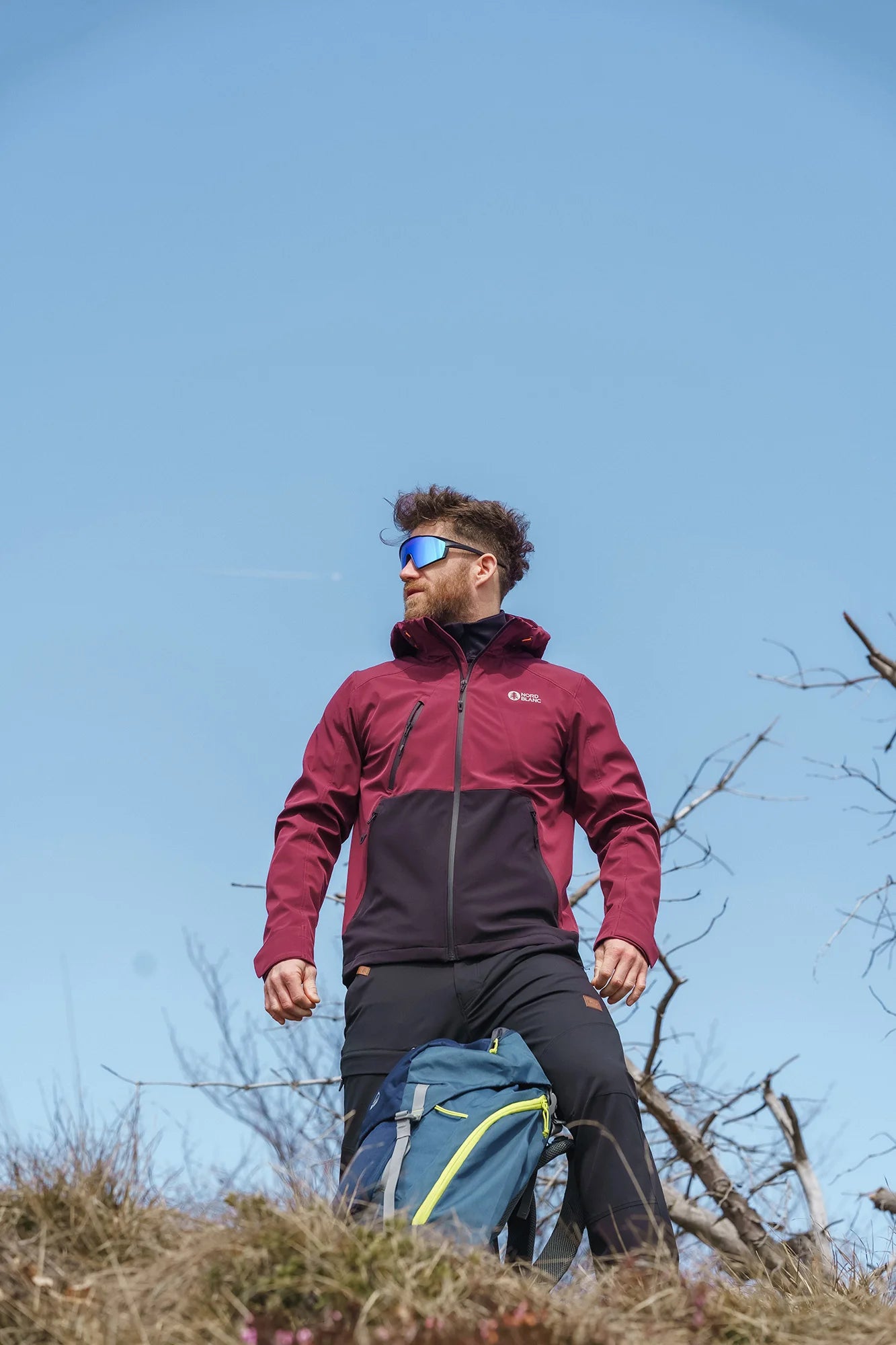 Waterproof light softshell jacket men's - OVERLOOK wine red-3