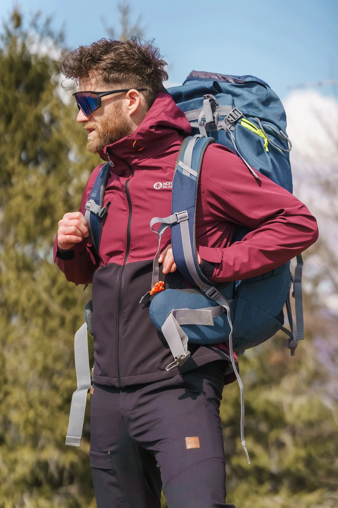 Waterproof light softshell jacket men's - OVERLOOK wine red-5