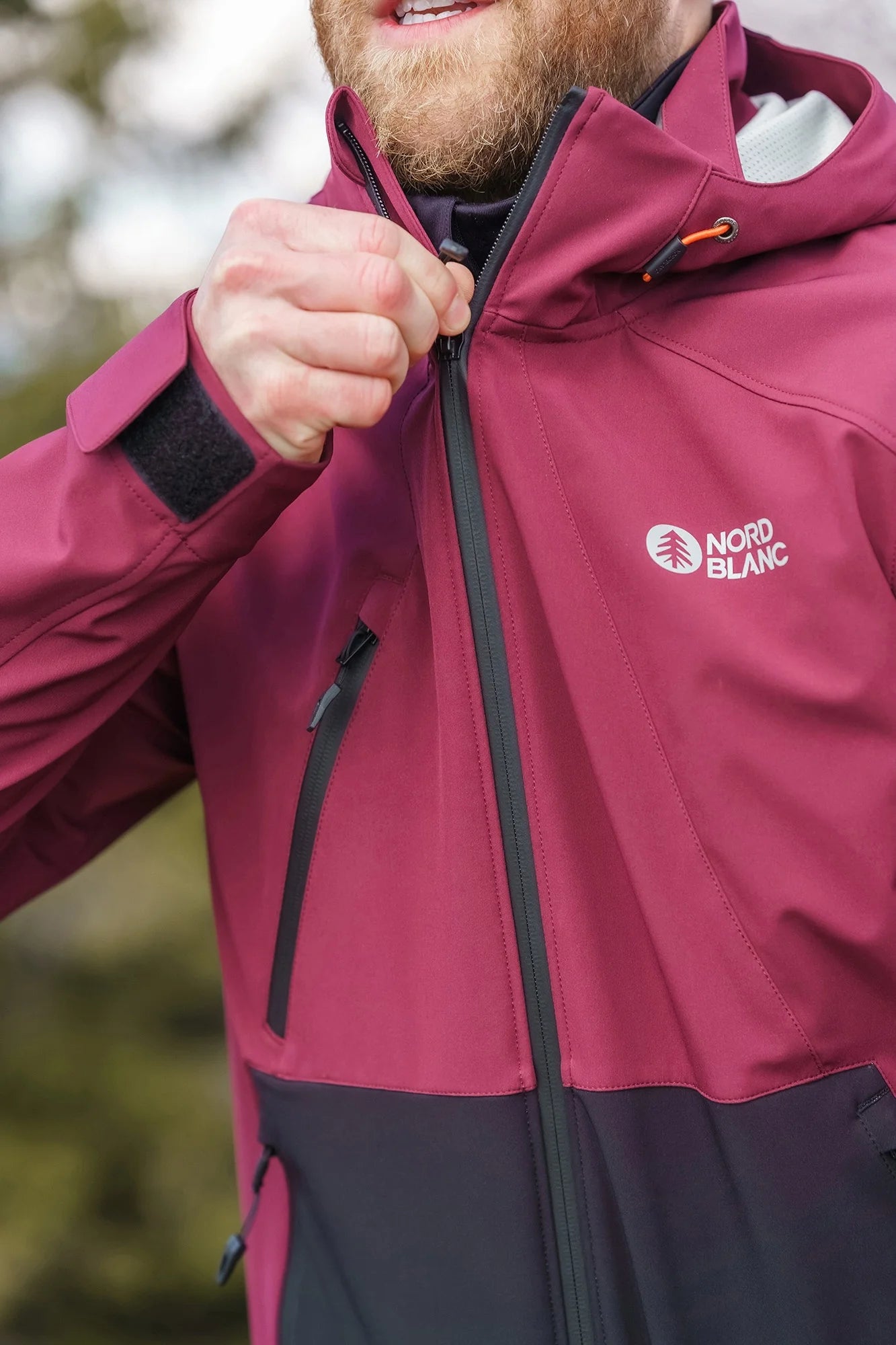 Waterproof light softshell jacket men's - OVERLOOK wine red-6