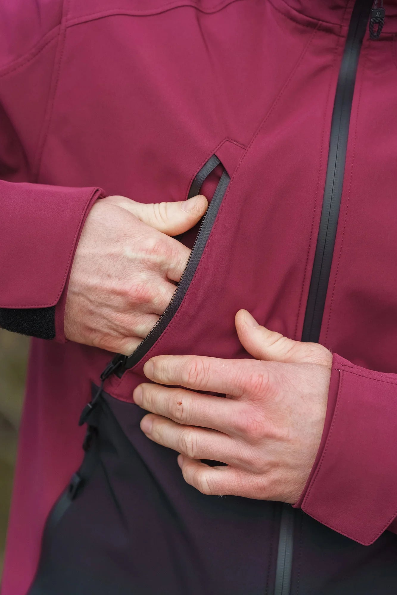 Waterproof light softshell jacket men's - OVERLOOK wine red-7