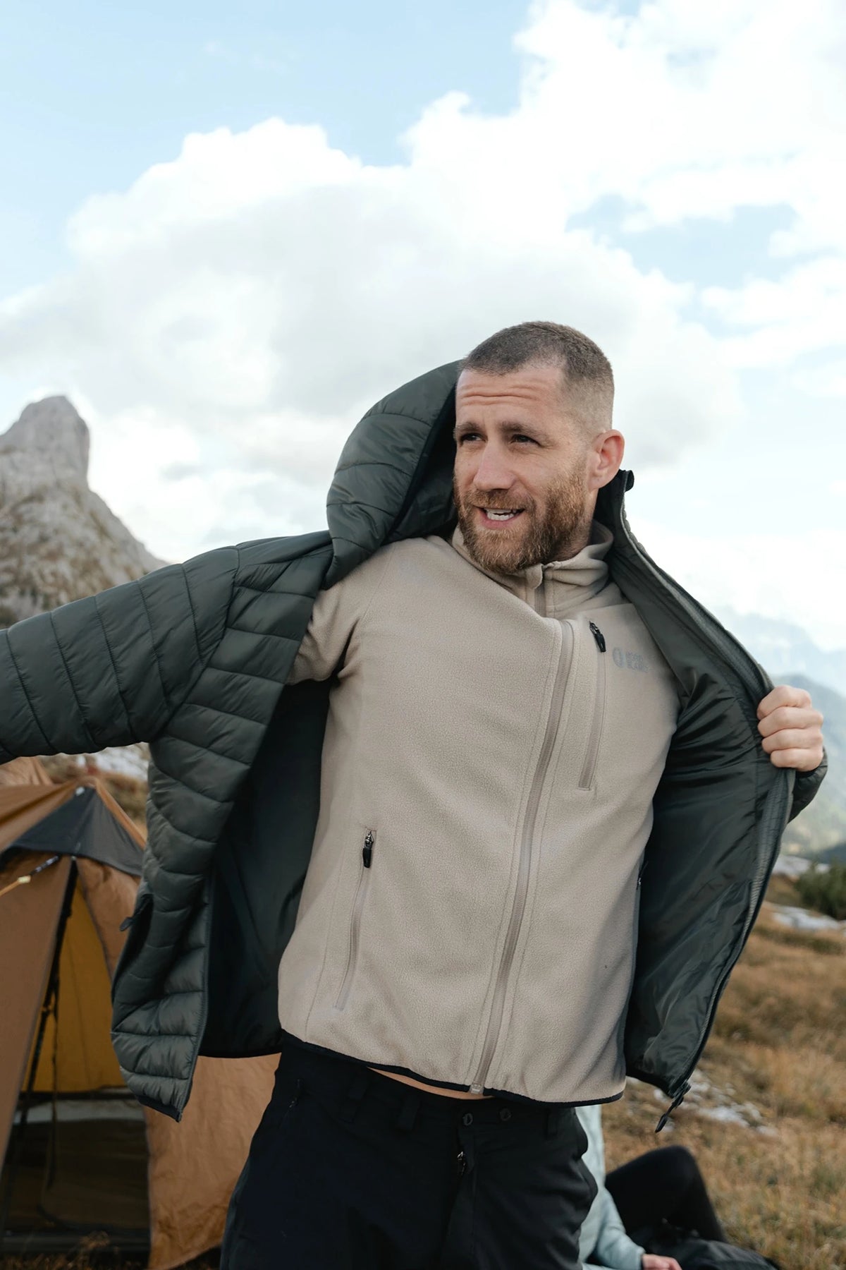 Leichte Fleecejacke Herren - QUARRY beige – Bild 6