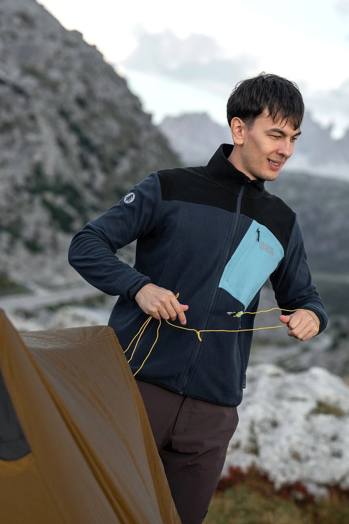 Light fleece jacket men's - CRACKLE navy – image 4