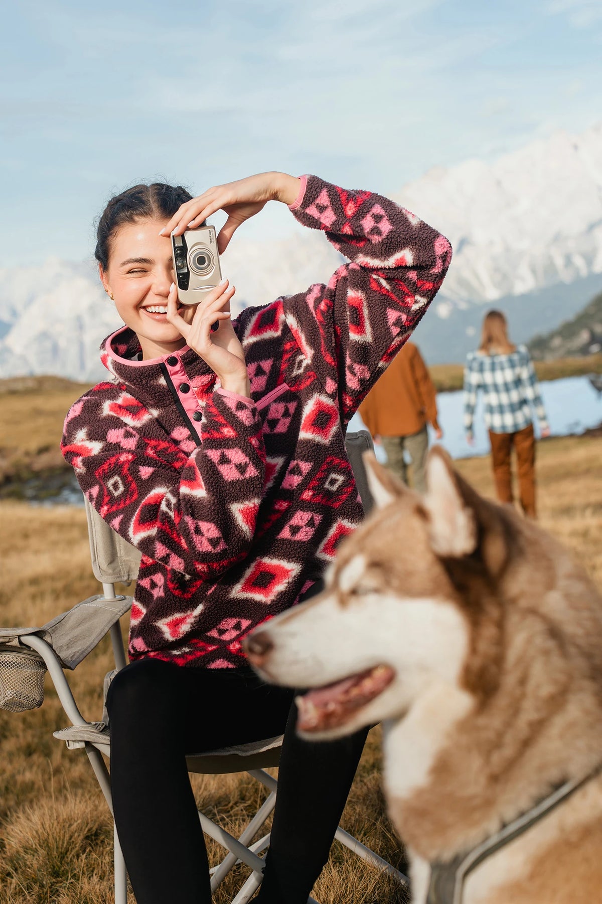 Sherpa fleece bunda dámska - BOLETUS vínová – obrázok 12
