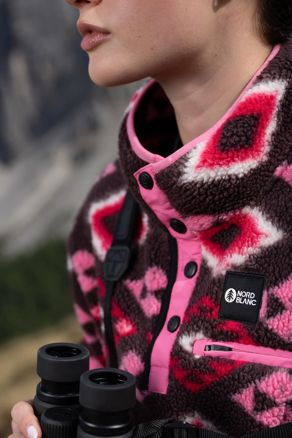 Sherpa fleece bunda dámska - BOLETUS vínová – obrázok 16